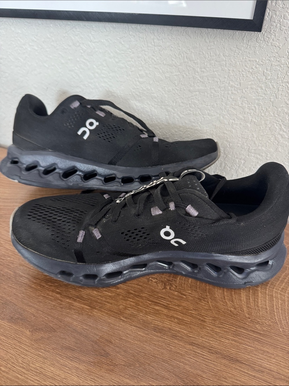 On Running womens Black Athletic Running Shoes with White Logo